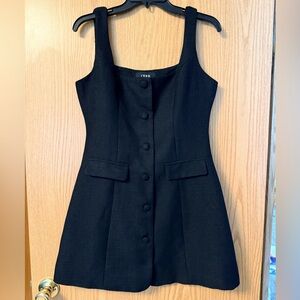 Cider Black Mini Dress with Button Detail